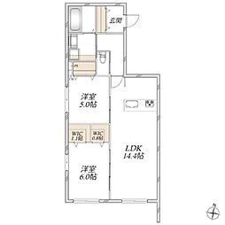 エスポワール大宮 2LDKの間取図画像
