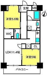 ソレイユ上落合 2LDKの間取図画像