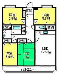 パストラルピア 4LDKの間取図画像