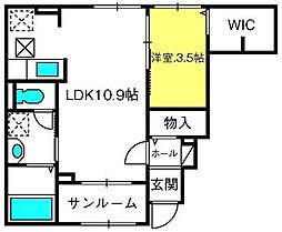 サンライズ プライム 1LDKの間取図画像