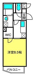 クラストイー 1Kの間取図画像