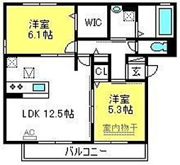 ディアコート2 2LDKの間取図画像