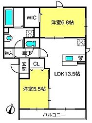 ストーク大宮 2LDKの間取図画像