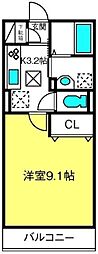 コリーヌヴェール上小 1Kの間取図画像