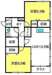 サンハイム赤山 2LDKの間取図画像