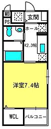 TMガーデン2 1Kの間取図画像