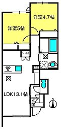 パーチェスッド 2LDKの間取図画像