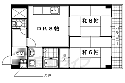 近鉄京都線 小倉駅 徒歩3分の賃貸マンション 3階2LDKの間取り