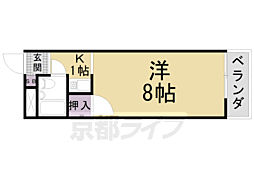 レスポワール山科 1Kの間取図画像