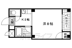 ヴェルメゾン山階 4階1Kの間取り