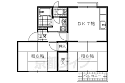 近鉄京都線 小倉駅 徒歩11分の賃貸アパート 2階2DKの間取り
