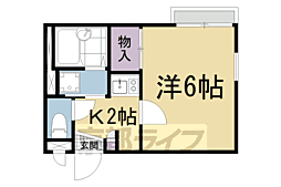 レオパレスＢａｎｂａ 2階1Kの間取り
