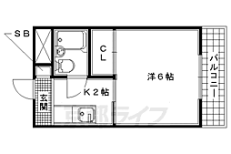 京阪宇治線 木幡駅 徒歩3分の賃貸マンション 1階1Kの間取り