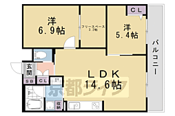 インサイトルポ山科新十条 2階2SLDKの間取り