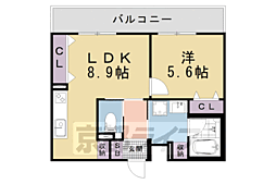 インサイトルポ山科新十条 5階1LDKの間取り