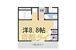 ブライトソレム2 1階ワンルームの間取り