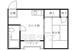 ヴィラ勧修寺 2階1DKの間取り