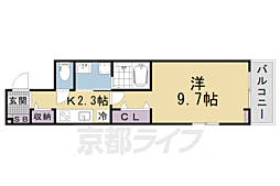サニーサイド・レオ 2階1Kの間取り