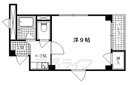 ヴェルメゾン山階 4階1Kの間取り