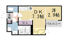 ＶＩＮＡ山科ＷＥＳＴ 3階1DKの間取り