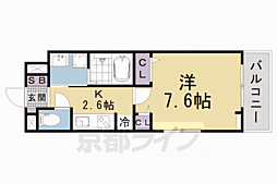 ウエスト　コミタリアIII 2階1Kの間取り