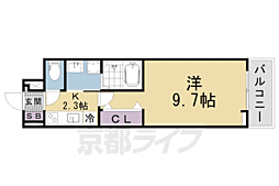 ウエスト　コミタリアIII 2階1Kの間取り