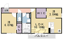 エスポワール瀬田 1階2LDKの間取り