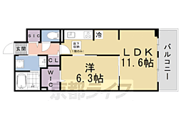 ディアコート唐崎 1階1LDKの間取り