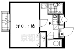 アムール水口 2階1Kの間取り