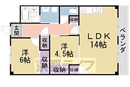 エリセオびわ湖（ベルヴィ55） 4階2LDKの間取り