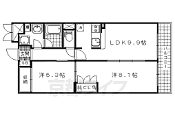 ヴェルデ山科 3階2LDKの間取り