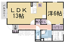 セジュール若葉台 1階1LDKの間取り