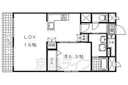 山科セントラルハイツ 1階1LDKの間取り