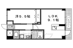 近鉄京都線 小倉駅 徒歩5分の賃貸マンション 1階1LDKの間取り