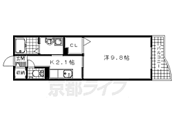 近鉄京都線 大久保駅 徒歩5分の賃貸マンション 3階1Kの間取り