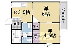 ハイツアオイ 102 1階2Kの間取り