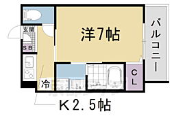 （仮称）京都山科御陵アパートメント 1階1Kの間取り