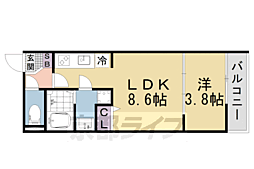 グランデコート御陵天徳町 3階1LDKの間取り