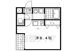 ルフレ山科 1階ワンルームの間取り