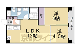 リビエール桃山 3階2LDKの間取り