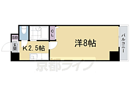 エムアイキャッスル 3階1Kの間取り