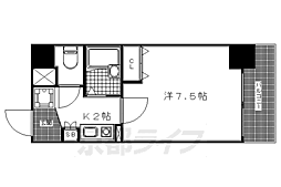 プレサンス京都清水 5階1Kの間取り