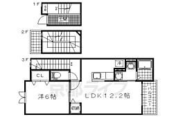 メルシーガーデン坂本 3階1LDKの間取り
