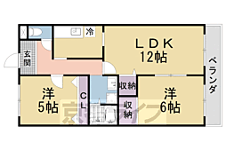ターンドール西野 1階2LDKの間取り