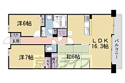 近鉄京都線 小倉駅 徒歩13分の賃貸マンション 6階3SLDKの間取り
