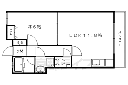 川端マンション 1LDKの間取図画像