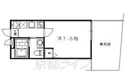 フラッティ堀川高辻 1Kの間取図画像
