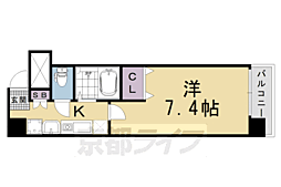 五条・高倉ヴィブレ2 1Kの間取図画像