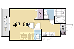 ビエノス京都花園 1Kの間取図画像