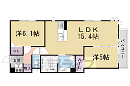 D-ROOM西院小米 2LDKの間取図画像